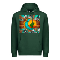 Sports Green sunflower desert cactus turquoise crescent Premium Hoodie - Artiststas
