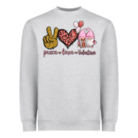 Heather Grey Peace Love Valentines Gnomes Heavyweight Sweatshirt - Jasminsmagicworld