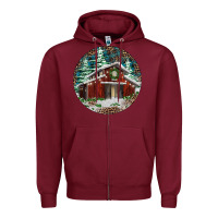 Burgundy Barn Christmas Zipper Hoodie - RanaPortraitStore