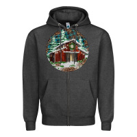 Charcoal Heather Barn Christmas Zipper Hoodie - RanaPortraitStore