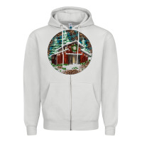 Dove Grey Barn Christmas Zipper Hoodie - RanaPortraitStore