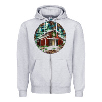Heather Grey Barn Christmas Zipper Hoodie - RanaPortraitStore