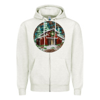 Oatmeal Heather Barn Christmas Zipper Hoodie - RanaPortraitStore