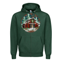 Sports Green Barn Christmas Zipper Hoodie - RanaPortraitStore