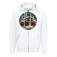 White Barn Christmas Zipper Hoodie - RanaPortraitStore
