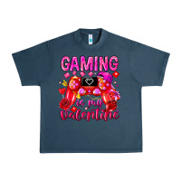 Midnight Navy Gaming is My Valentine Urban Heavy Tee - CowhideDigitalArt