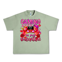 Oil Green Gaming is My Valentine Urban Heavy Tee - CowhideDigitalArt