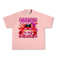 Salmon Gaming is My Valentine Urban Heavy Tee - CowhideDigitalArt