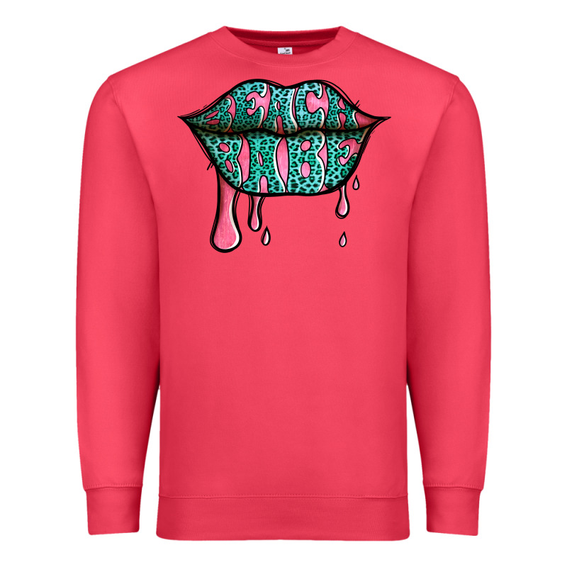 Beach Babe Leopard Lips Premium Sweatshirt by Jasminsmagicworld | Teevron