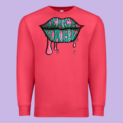 Beach Babe Leopard Lips Premium Sweatshirt Designed By Jasminsmagicworld