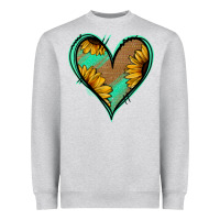 Heather Grey Sunflower Heart Heavyweight Sweatshirt - Jasminsmagicworld