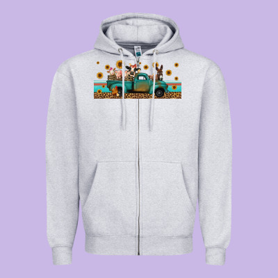 Western Animals Truck Zipper Hoodie Designed By Jasminsmagicworld