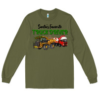 Army Green Santa's Favorite Truck Driver Long Sleeve Tee - LillyAllenDesigns
