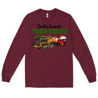 Burgundy Santa's Favorite Truck Driver Long Sleeve Tee - LillyAllenDesigns