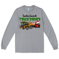 Heather Grey Santa's Favorite Truck Driver Long Sleeve Tee - LillyAllenDesigns