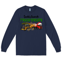 Navy Santa's Favorite Truck Driver Long Sleeve Tee - LillyAllenDesigns