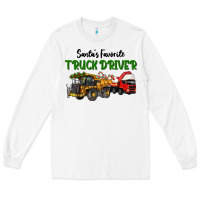 White Santa's Favorite Truck Driver Long Sleeve Tee - LillyAllenDesigns