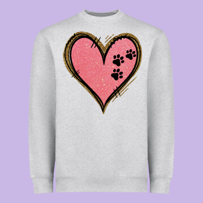 Pink Glitter Heart Heavyweight Sweatshirt Designed By Jasminsmagicworld