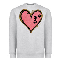 Heather Grey Pink Glitter Heart Heavyweight Sweatshirt - Jasminsmagicworld