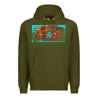 Army Green brave turquoise leopard cactus and floral arrow licanse plate Premium Hoodie - Artiststas