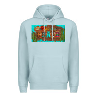 Blue Mist brave turquoise leopard cactus and floral arrow licanse plate Premium Hoodie - Artiststas