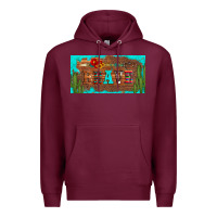 Burgundy brave turquoise leopard cactus and floral arrow licanse plate Premium Hoodie - Artiststas