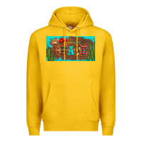 Lemon brave turquoise leopard cactus and floral arrow licanse plate Premium Hoodie - Artiststas