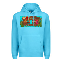 Ocean Blue brave turquoise leopard cactus and floral arrow licanse plate Premium Hoodie - Artiststas