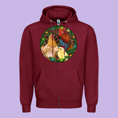 Christmas Chick Family Zipper Hoodie Designed By Ranaportraitstore