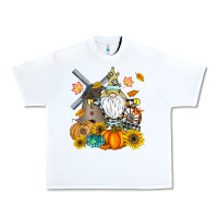 White Happy Fall Urban Heavy Tee - CowhideDigitalArt