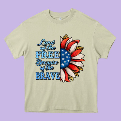 Patriotic Sunflower Heavy Core Tee Designed By Jasminsmagicworld