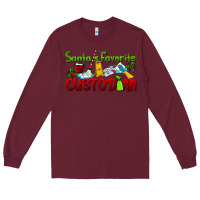 Burgundy Santa's Favorite Custodian Long Sleeve Tee - LillyAllenDesigns