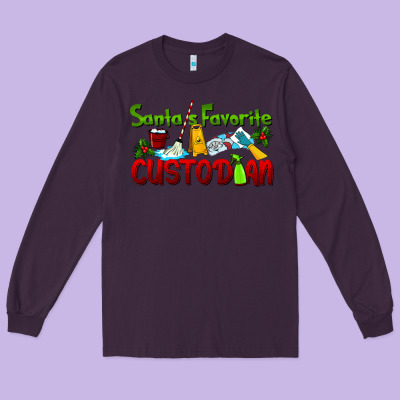 Santa's Favorite Custodian Long Sleeve Tee Designed By Lillyallendesigns