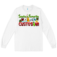 White Santa's Favorite Custodian Long Sleeve Tee - LillyAllenDesigns