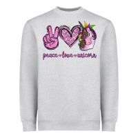Heather Grey Peace Love Unicorn Heavyweight Sweatshirt - Jasminsmagicworld