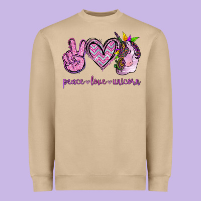 Peace Love Unicorn Heavyweight Sweatshirt Designed By Jasminsmagicworld