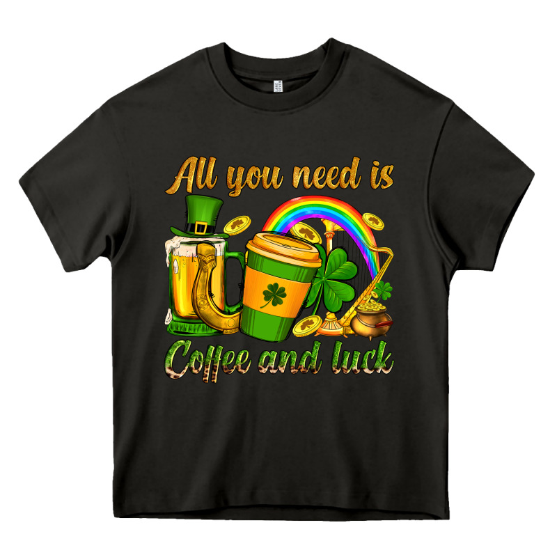 St. Patrick's All You Need Is Coffee And Luck Heavy Core Tee by OliviaCreatesArt | Teevron