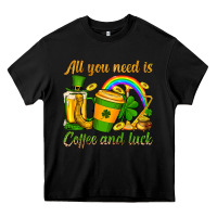 Black St. Patrick's All you need is coffee and luck Heavy Core Tee - OliviaCreatesArt
