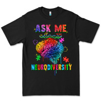 Black ask me about neurodiversity Premium Tee - FaDigitalArtStudio
