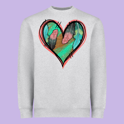 Feather Heart Heavyweight Sweatshirt Designed By Jasminsmagicworld