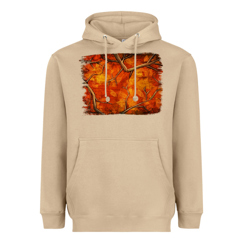 Orange Hunter Camouflage Pattern Brushstroke Heavyweight Hoodie by Jasminsmagicworld | Teevron