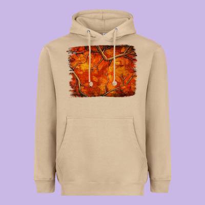 Orange Hunter Camouflage Pattern Brushstroke Heavyweight Hoodie Designed By Jasminsmagicworld