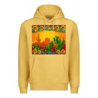 Antique Gold desert sunset with cactus sunflowers and leopard Premium Hoodie - Artiststas