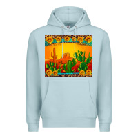 Blue Mist desert sunset with cactus sunflowers and leopard Premium Hoodie - Artiststas