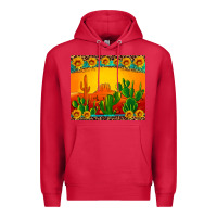 Cardinal desert sunset with cactus sunflowers and leopard Premium Hoodie - Artiststas