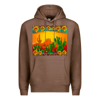 Chestnut desert sunset with cactus sunflowers and leopard Premium Hoodie - Artiststas