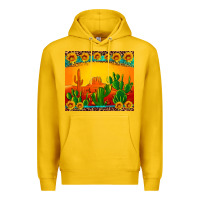 Lemon desert sunset with cactus sunflowers and leopard Premium Hoodie - Artiststas