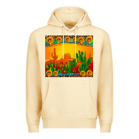 Pina Colada desert sunset with cactus sunflowers and leopard Premium Hoodie - Artiststas