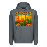 Rock desert sunset with cactus sunflowers and leopard Premium Hoodie - Artiststas