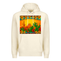 Sandshell desert sunset with cactus sunflowers and leopard Premium Hoodie - Artiststas
